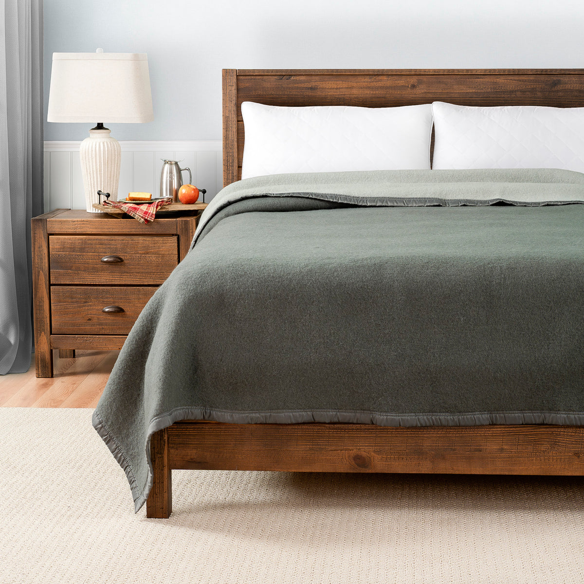 Poyet Motte Aubisque Reversible 500GSM Heavyweight 100% Wool Blanket, Grey