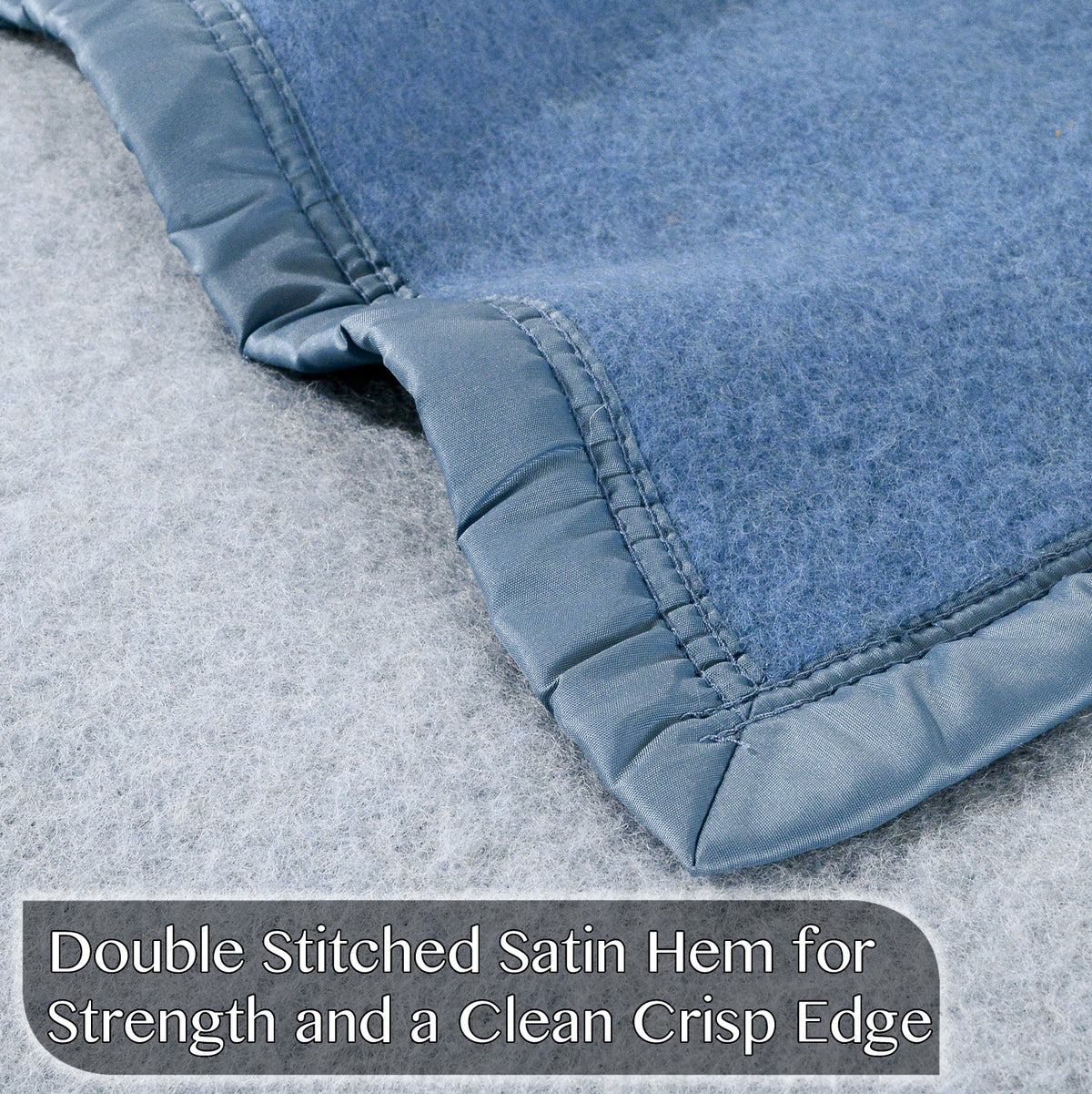 Poyet Motte Aubisque Reversible 500GSM Heavyweight 100% Wool Blanket, Blue