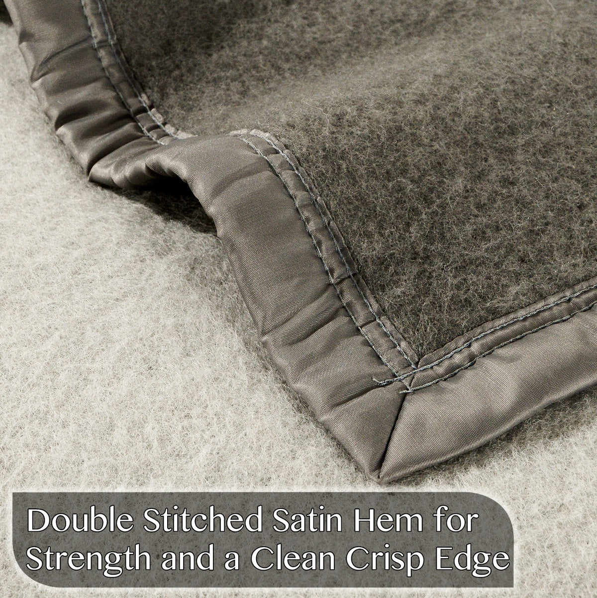 Poyet Motte Aubisque Reversible 500GSM Heavyweight 100% Wool Blanket, Grey