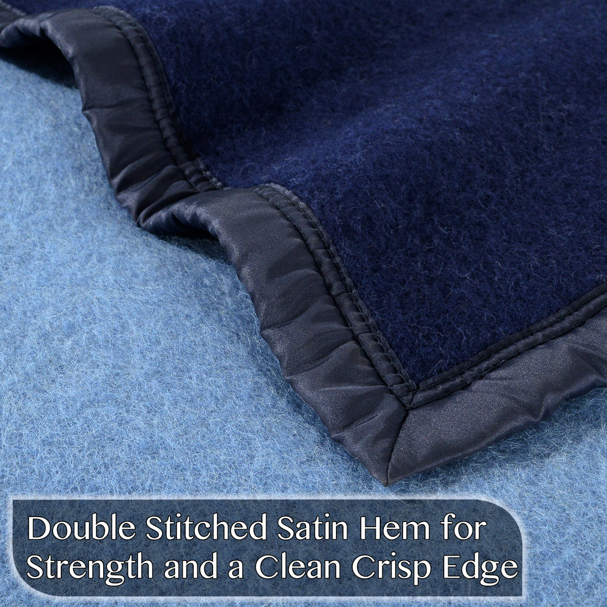 Poyet Motte Aubisque Reversible 500GSM Heavyweight 100% Wool Blanket, Navy