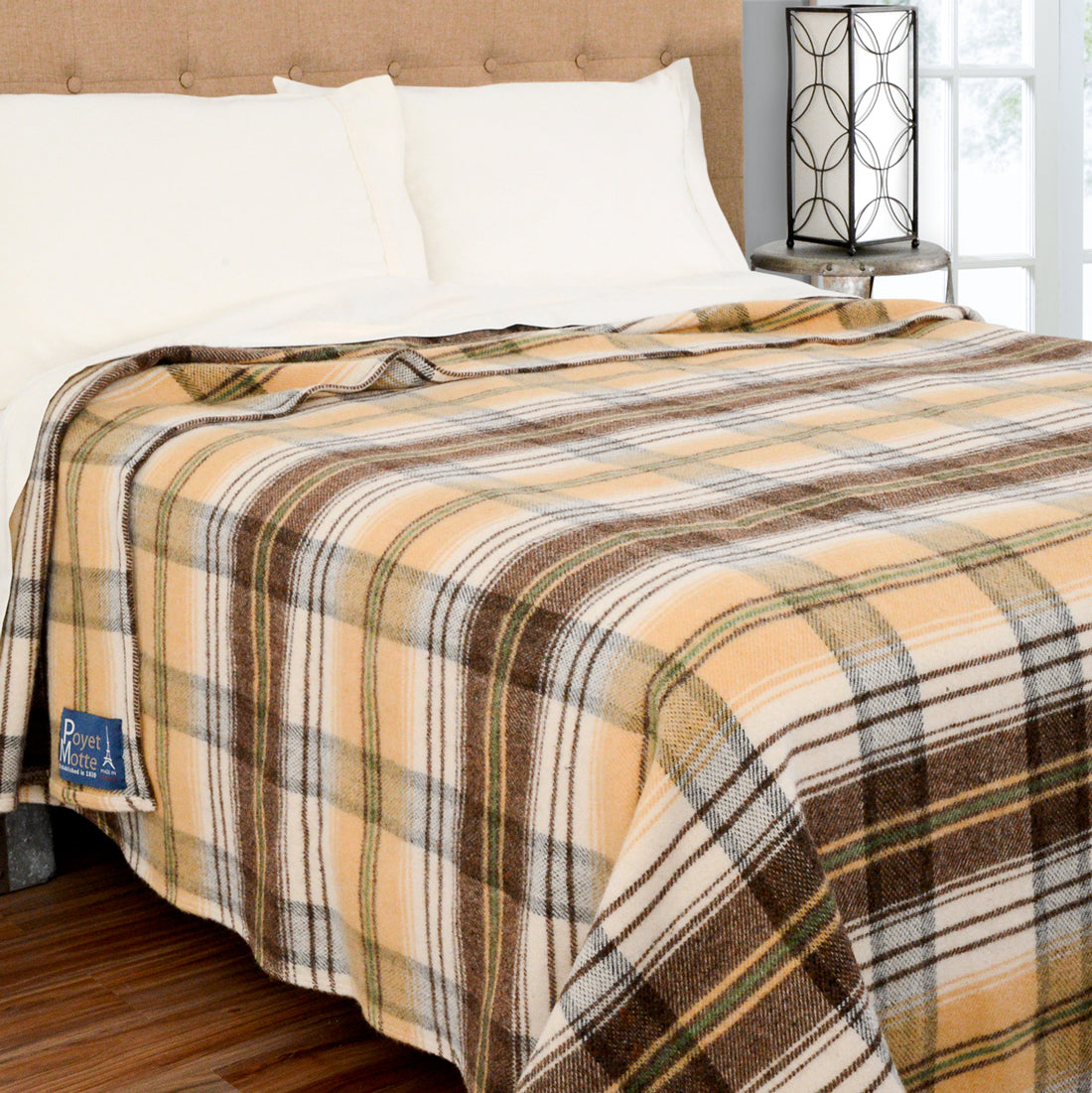 Poyet Motte Chevreuse Heavyweight Wool Blend Oversized Blanket, Machine Washable, Yellow