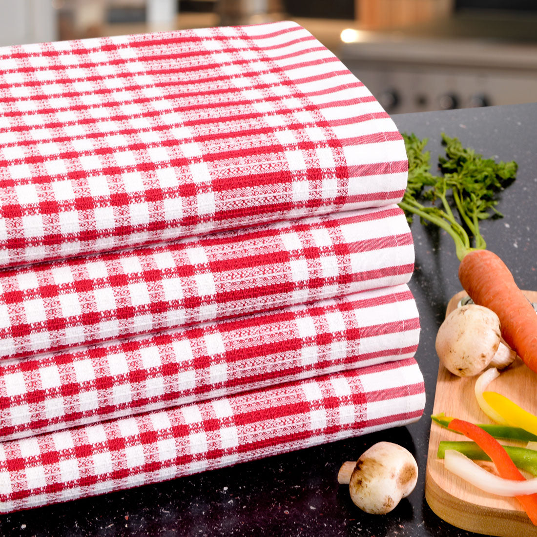 Poyet Motte Timex Professional Chefs Towels (Pack of 4) Red