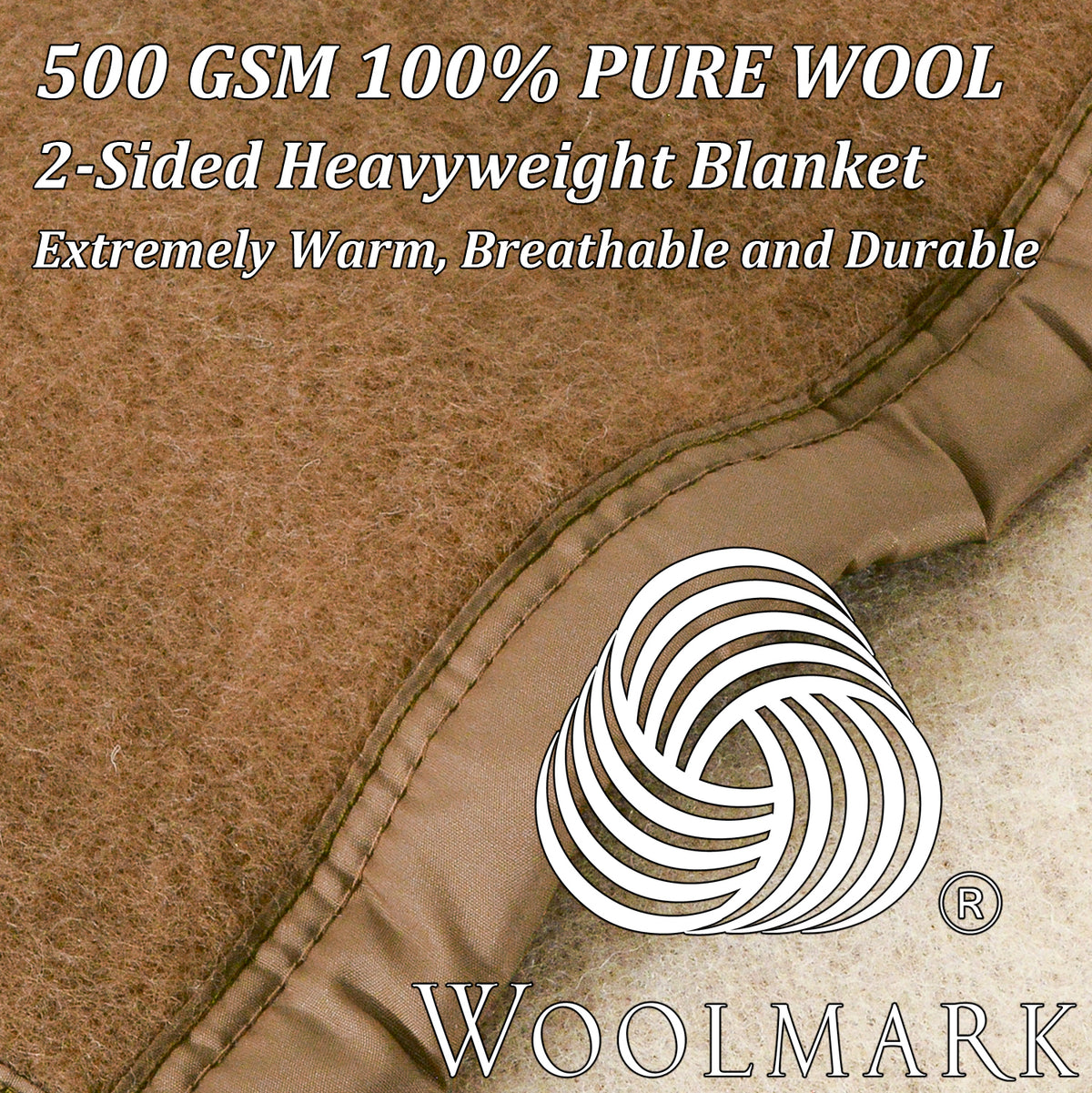 Poyet Motte Aubisque Reversible 500GSM Heavyweight 100% Wool Blanket, Camel