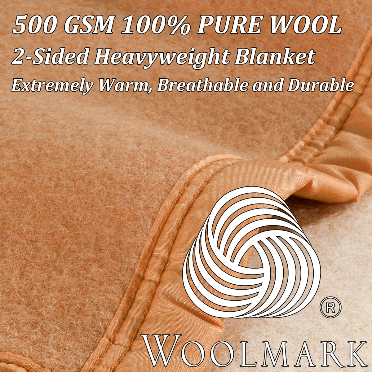 Poyet Motte Aubisque Reversible 500GSM Heavyweight 100% Wool Blanket, Doe