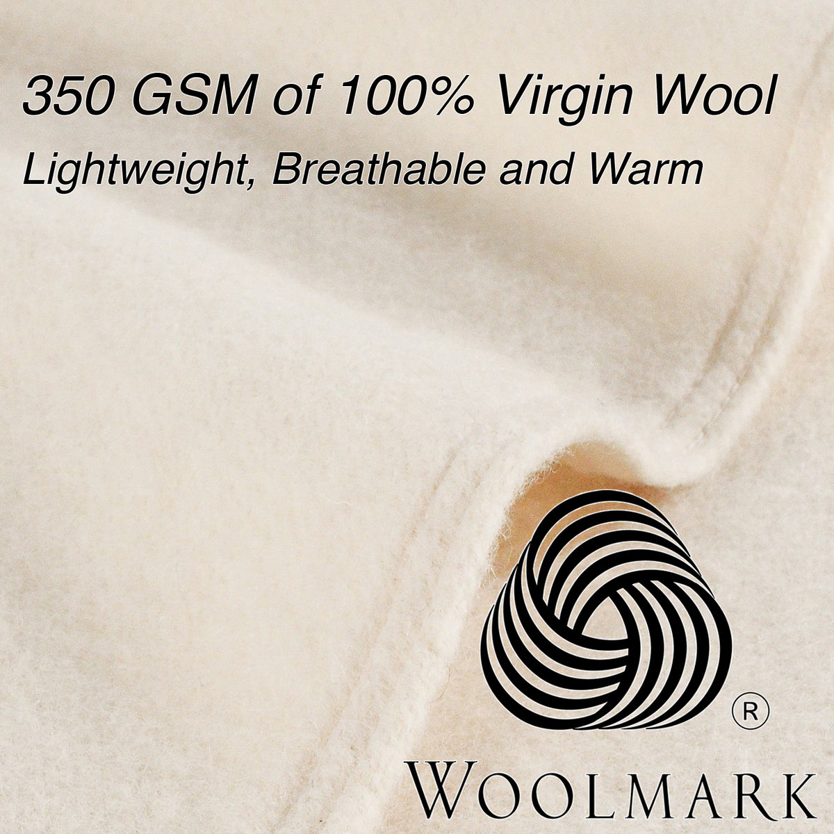 Poyet Motte Antibes 350GSM Lightweight 100-Percent Virgin Wool Blanket, Natural