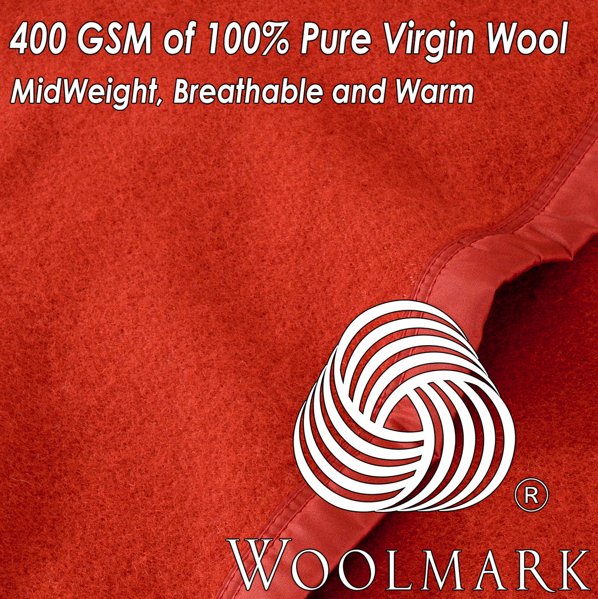 Poyet Motte Rivoli/Elysee 400GSM Mid-Weight 100% Virgin Wool Blanket, Red